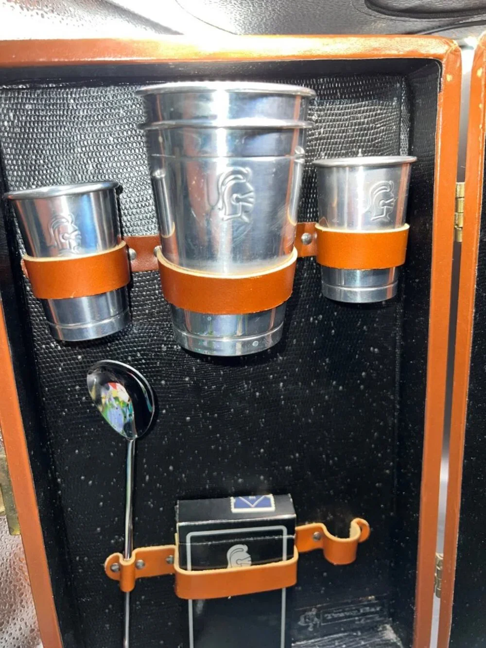 Trav-L-Bar By Ever-Wear Vintage Travel Bar Case Cups Shot glasses Key in envelop